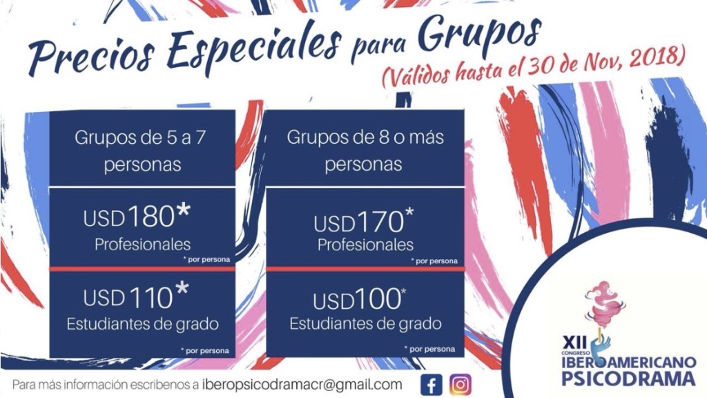 precios especiales XII Congreso Iberoamericano de Psicodrama